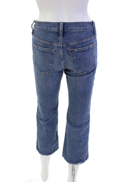 Madewell Womens Zip Button Lined Cropped Denim Fray Leg Jeans Blue Size EUR 26