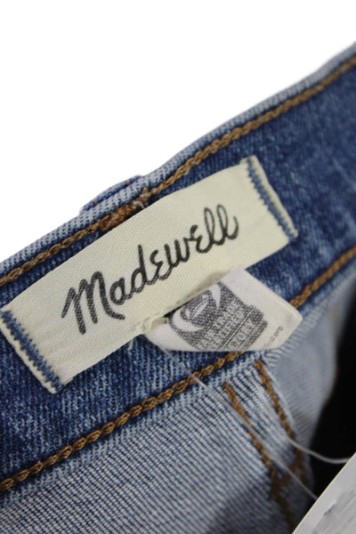 Madewell Womens Zip Button Lined Cropped Denim Fray Leg Jeans Blue Size EUR 26