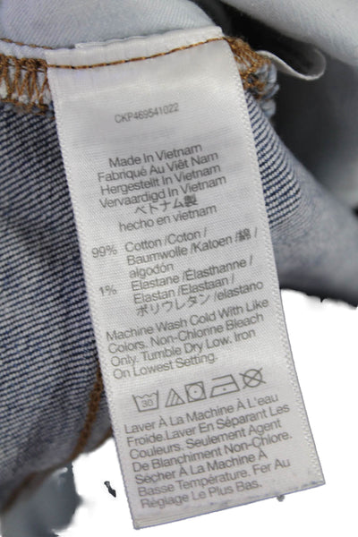 Madewell Womens Zip Button Lined Cropped Denim Fray Leg Jeans Blue Size EUR 26