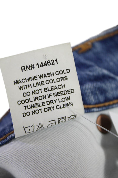 Denimist Womens Cotton Button Zip Lined Distress Denim Skirt Blue Size EUR 26
