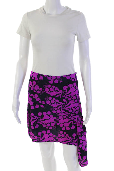Tanya Taylor Womens Textured Zip Floral Printed Tiered Lined Short Skirt Pink Si