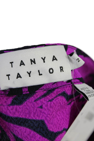 Tanya Taylor Womens Textured Zip Floral Printed Tiered Lined Short Skirt Pink Si