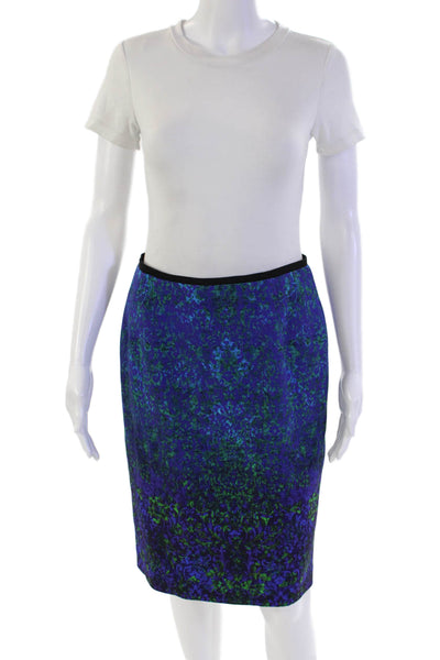 Elie Tahari Women's Zip Closure Lined Slit Hem A-Line Mini Skirt Blue Size 4