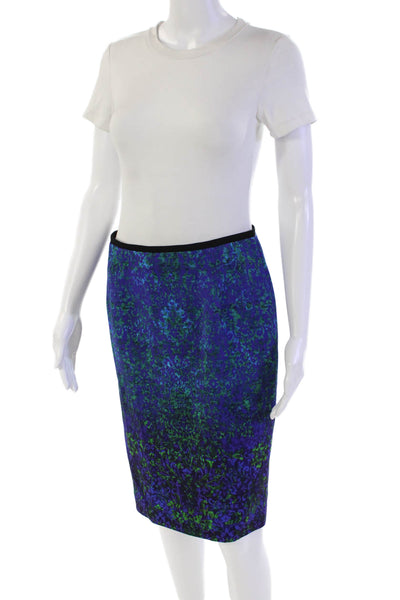 Elie Tahari Women's Zip Closure Lined Slit Hem A-Line Mini Skirt Blue Size 4