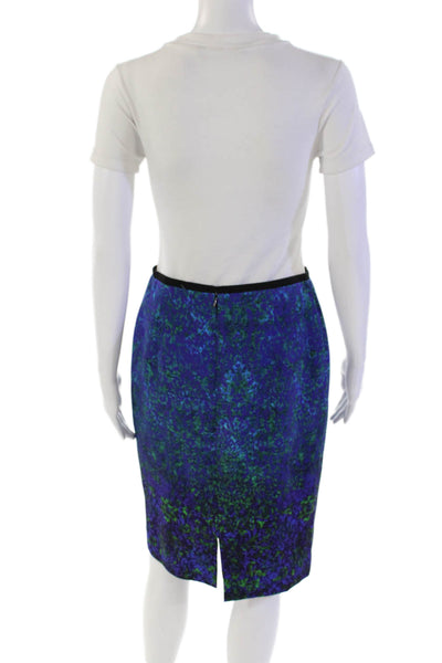 Elie Tahari Women's Zip Closure Lined Slit Hem A-Line Mini Skirt Blue Size 4
