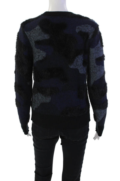 Anatomie Women's Long Sleeves Round Neck Ribbed Hem Sweater Blue Black Size S