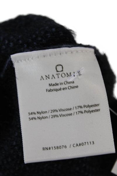 Anatomie Women's Long Sleeves Round Neck Ribbed Hem Sweater Blue Black Size S