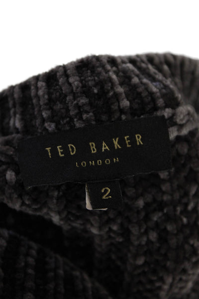 Ted Baker London Women's Round Neck Long Sleeves Pullover Sweater Gray Size 2