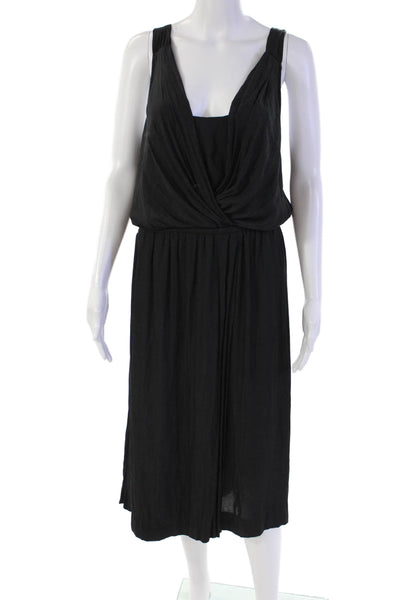 Maeve Anthropologie Womens Elastic Waist Round Neck Tank Dress Black Size M
