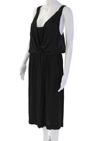 Maeve Anthropologie Womens Elastic Waist Round Neck Tank Dress Black Size M