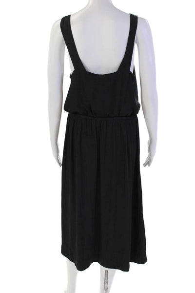 Maeve Anthropologie Womens Elastic Waist Round Neck Tank Dress Black Size M