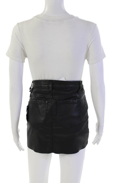 BLANKNYC Womens Zipper Fly Lace Up Faux Leather Mini Skirt Black Size 24