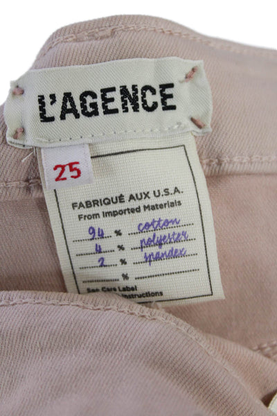 L Agence Womens Margot High Rise Metallic Skinny Jeans Pink Cotton Size 25