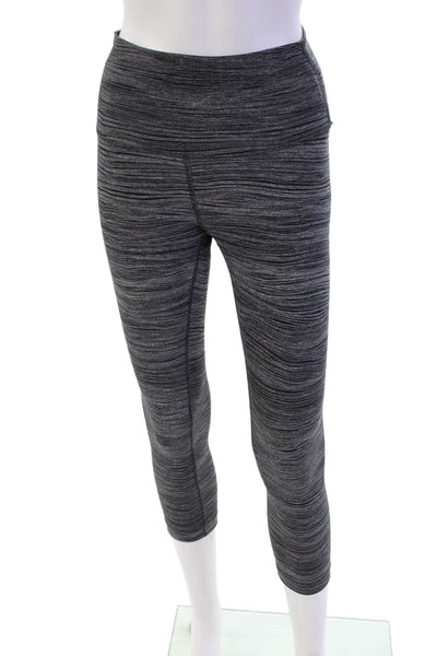 Lululemon Womens High Rise Stretch Knit Cropped Leggings Gray Black Size 6