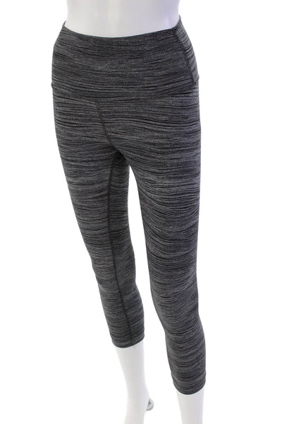 Lululemon Womens High Rise Stretch Knit Cropped Leggings Gray Black Size 6