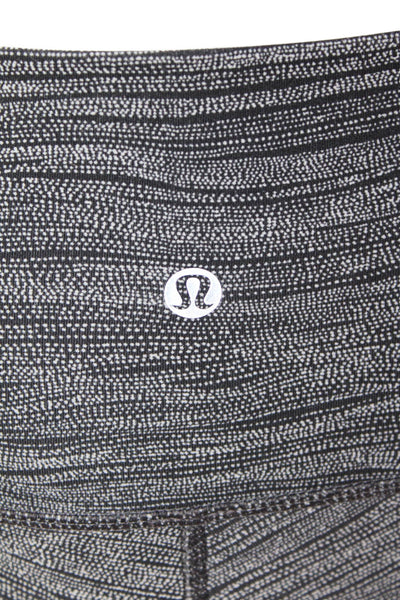 Lululemon Womens High Rise Stretch Knit Cropped Leggings Gray Black Size 6