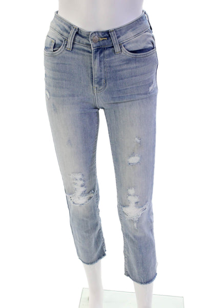 Flying Monkey Womens Zipper Fly Mid Rise Distressed Skinny Jeans Blue Size 24