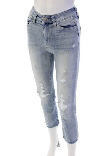Flying Monkey Womens Zipper Fly Mid Rise Distressed Skinny Jeans Blue Size 24