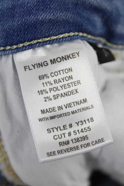 Flying Monkey Womens Zipper Fly Mid Rise Distressed Skinny Jeans Blue Size 24
