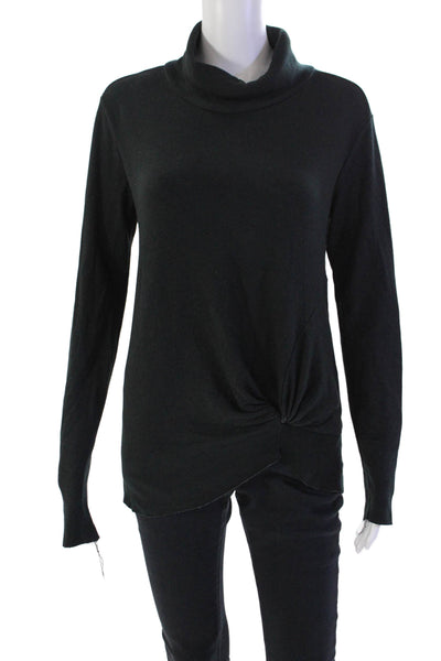 Stateside Womens Long Sleeve Twist Front Mock Neck Sweater Black Size Small