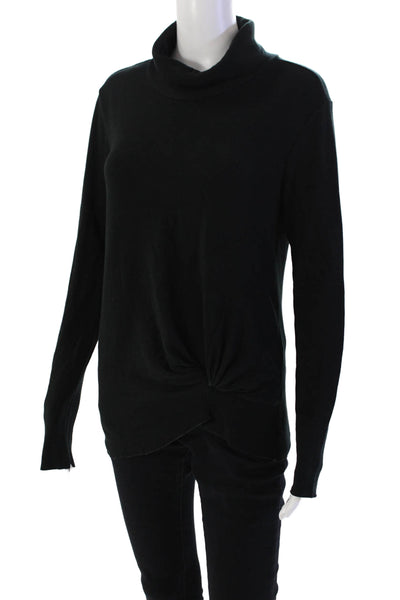 Stateside Womens Long Sleeve Twist Front Mock Neck Sweater Black Size Small