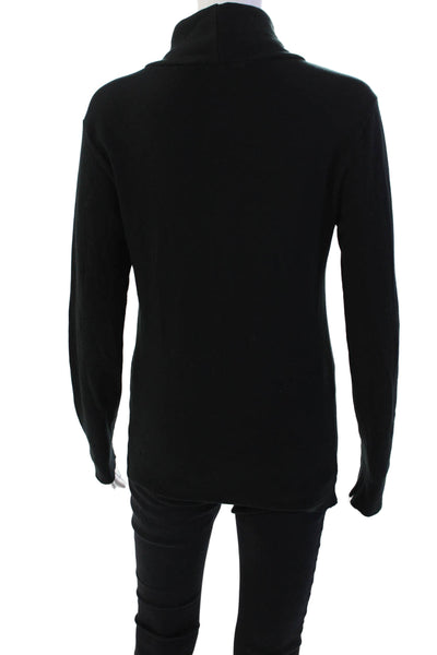 Stateside Womens Long Sleeve Twist Front Mock Neck Sweater Black Size Small