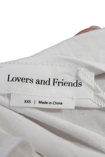 Lovers + Friends Womens Short Sleeve Scoop Neck Tie Front Shirt White Size 2XS