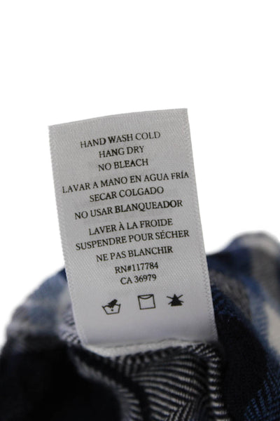 Rails Womens Button Front Collared Plaid Shirt White Blue Size Extra Small
