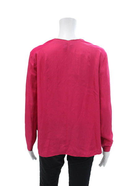 Rag & Bone Womens Long Sleeve V Neck Full Zip Blouse Pink Size S