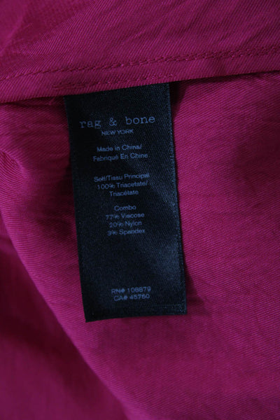 Rag & Bone Womens Long Sleeve V Neck Full Zip Blouse Pink Size S