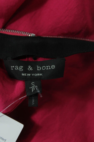 Rag & Bone Womens Long Sleeve V Neck Full Zip Blouse Pink Size S