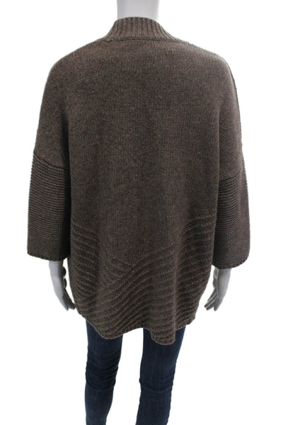 Gerard Darel Womens 3/4 Sleeve Open Front Cardigan Sweater Brown Wool Size 1