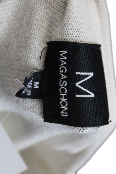 Magaschoni Womens Long Sleeve Scoop Neck Sweatshirt White Cotton Size Medium