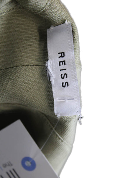 Reiss Womens Sleeveless Cut Out Keyhole Side Slit Boxy Top Green Size 8