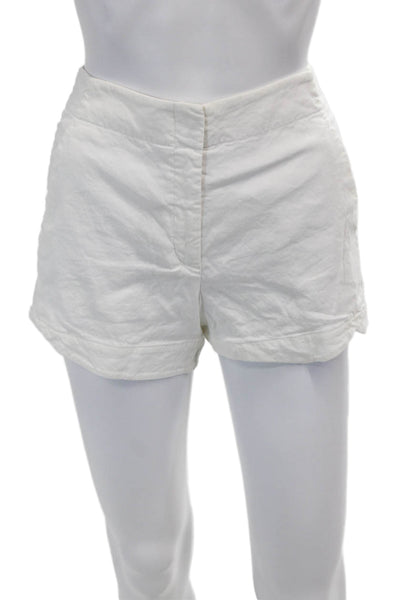 Theory Womens Zipper Fly Mid Rise Short Shorts White Linen Size 0