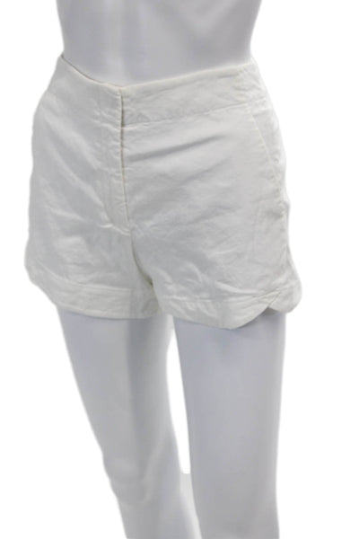 Theory Womens Zipper Fly Mid Rise Short Shorts White Linen Size 0
