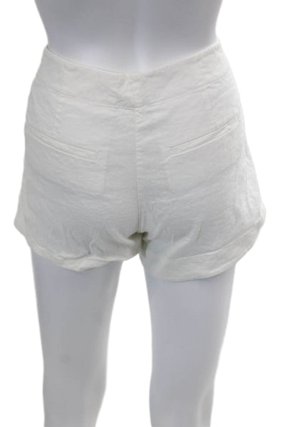 Theory Womens Zipper Fly Mid Rise Short Shorts White Linen Size 0