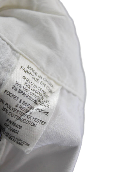 Theory Womens Zipper Fly Mid Rise Short Shorts White Linen Size 0