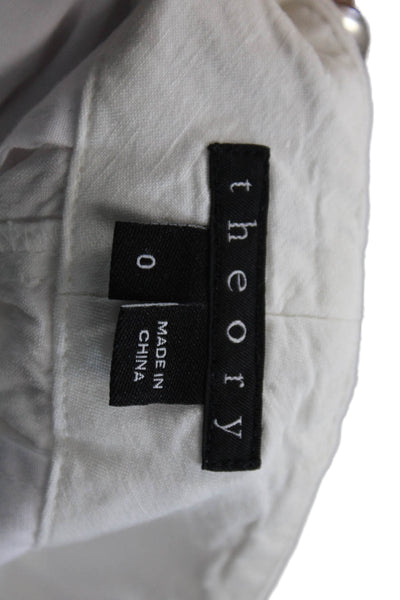 Theory Womens Zipper Fly Mid Rise Short Shorts White Linen Size 0