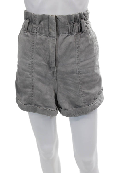 IRO Womens Zipper Fly High Rise Twill Cuffed Short Shorts Gray Size FR 34