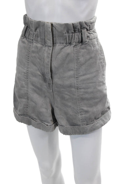 IRO Womens Zipper Fly High Rise Twill Cuffed Short Shorts Gray Size FR 34