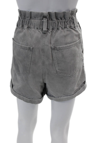 IRO Womens Zipper Fly High Rise Twill Cuffed Short Shorts Gray Size FR 34