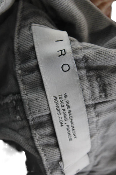 IRO Womens Zipper Fly High Rise Twill Cuffed Short Shorts Gray Size FR 34