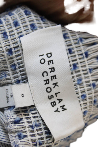 Derek Lam 10 Crosby Womens Cotton Polka Dot Off Shoulder Top Blue Size 0