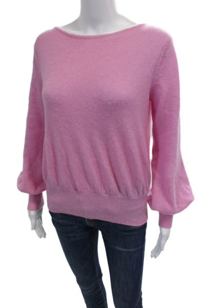Demylee Womens Long Sleeve Solid Pullover Ribbed Hem Sweater Pink Size S