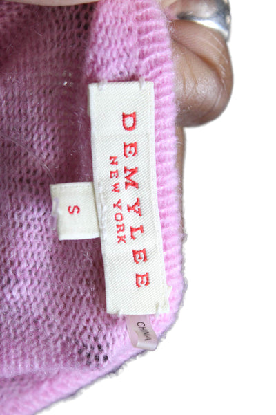Demylee Womens Long Sleeve Solid Pullover Ribbed Hem Sweater Pink Size S