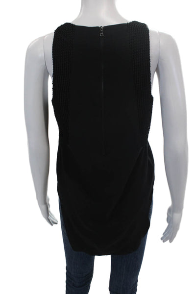 Rag & Bone Womens Silk Sleeveless Mesh Trim Tank Blouse Black Size S