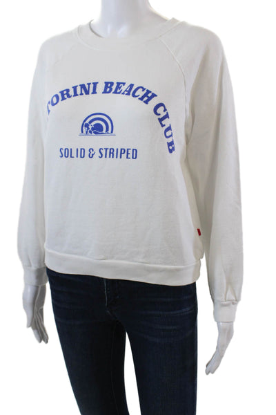 Solid & Striped Womens Long Sleeve Crew Neck Beach Club Sweater White Size Small