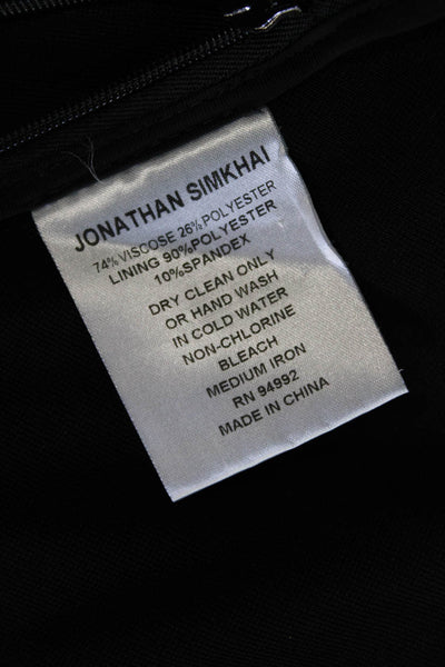 Jonathan Simkhai Womens Back Zip Sleeveless Crew Neck Ruffled Knit Top Black XS