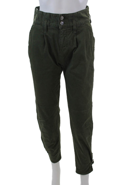 Veronica Beard Jeans Womens High Rise Monika Tapered Pants Green Size 24